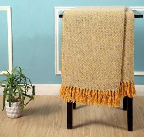 Diamond pattern fringed throw - fringed,