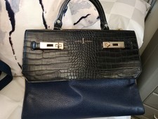 Jasper Conran Ladies Large Black Brown Tote Bag Handbag Triple Opening Top 