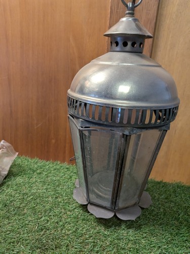 Copper lantern glass flower - copper,