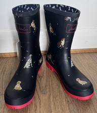 Joules Women   Mid Height Adjustable Wellies  - Navy dog  - Adult 5