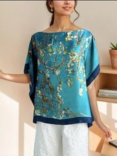 Classy Fine Vintage Quality Silk Kaftan /Kimono /Tunic Poncho Womens Free Size