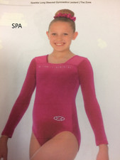 beautiful New The Zone Long Sleeved CERISE SPA Velour Gymnastics Leotards 
