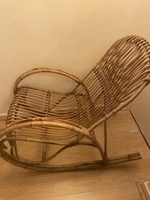 Retro Vintage Wicker Cane Bamboo Bentwood Rocking Chair Estate Plantation Boho