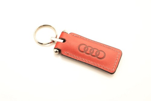Leather keychain red - leather,