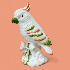 Vintage Italian Porcelain Cockatoo Figurine with Hand-Painted Detail