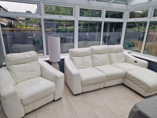 Cream leather recliner - cream,