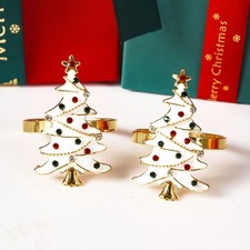 Christmas Napkin Ring Oil-Dropped Christmas Tree Napkin Holder Holiday Dinner