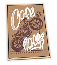 Cafe Racer Motorbike Brown CANVAS FLOATER FRAME Wall Art Picture Print