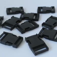 Pack 10 X 25mm Black Plastic Side Release Buckle Clip Fastening RS