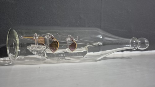 Vintage glass coloured - ship, in