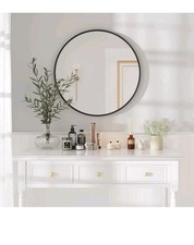 60cm Round Mirror, Hanging Wall Mirror,Home Decorative Wall Mounted Vanity Black