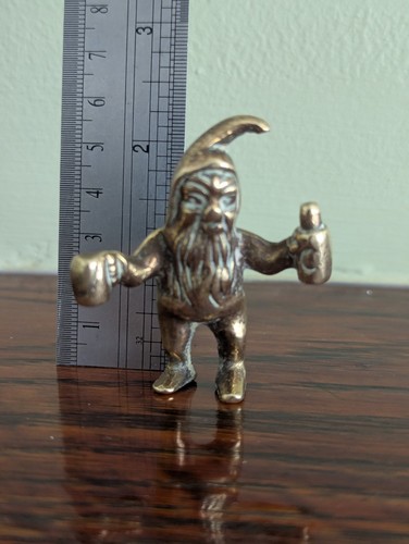 Vintage brass gnome drinking - brass,