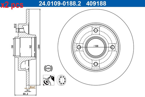 Pcs sides 24010901882 - x2,