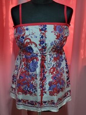 LADIES TOP 100% SILK SIZE 12 FLOWER PATTERN COLOURFUL WAREHOUSE