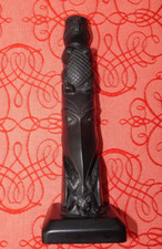 Vintage, signed Boma Canada, miniture, Canadian totem pole in black resin