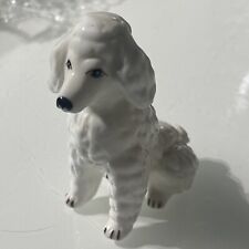 Vintage Porcelain Sitting White Adorable Poodle Dog Figurine