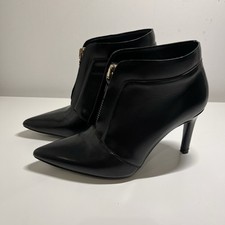 Zara Woman Stiletto Black Faux Leather Shoes UK 3/EU 36 Front Zip