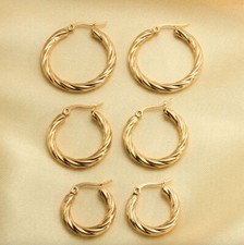 Click Top Real Gold Plated 2mm Thick Twisted Hoop Earrings