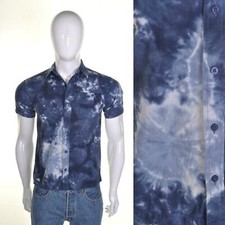 VINTAGE 90s CHEROKEE Tie Dye Shirt XS 36 Funky Jazzy Print Pattern Blue