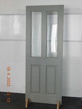 Internal Grey Moulded Textured 4 Panel Door Glazed, Standard Or Fire Door