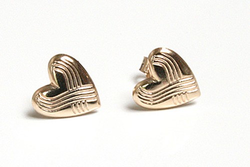 9ct gold heart studs - studs, earrings