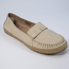UGG Marrah Womens Moccasins Size UK 8.5 Beige Suede Casual Slip On Loafers
