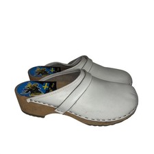 Kiruna White Leather Clogs