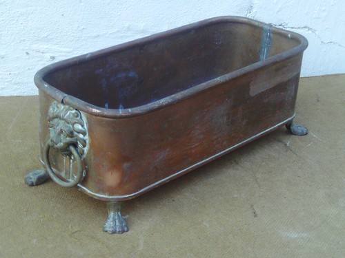 Vintage copper trough planter - vintage,