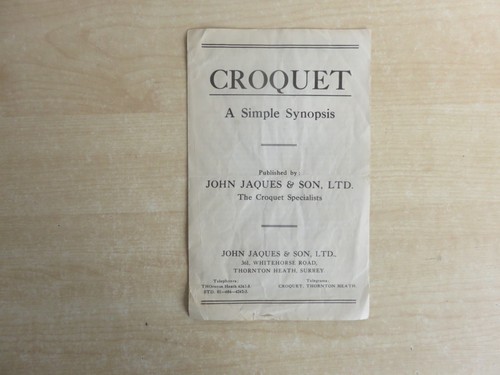 Croquet simple synopsis - croquet,,