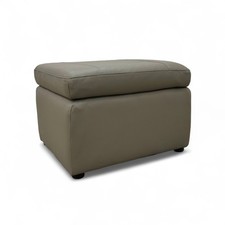 Fabb ‘Lawrence’ Storage Footstool Lead Grey Leather Small Square Ottoman NEW