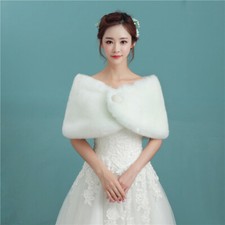 Bridal Bolero Shrug Stole Wrap Women Faux Fur Shawl Warm Shawl Party Coat Jacket