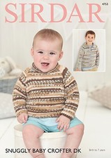 Sirdar Snuggly Baby Crofter DK Knitting Pattern - 4753 Sweaters (2 Designs)