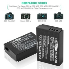 2PCS LP-E12 1200mAh Kamera BATTERY + Dual Charger For Canon EOS M M50 M100 100D