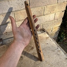Vintage Hand-Carved Wooden Flute Balkan Folk Art Music Instrument Rare