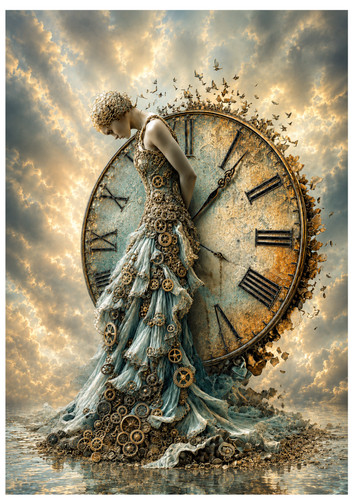 Steampunk lady with clock 1 - lady,