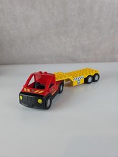 Lego Duplo Fire Truck With Long Trailer. Red Yellow, Bricks, Blocks 