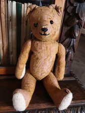 Antique Jointed Button Eyed Teddy Bear With Growler