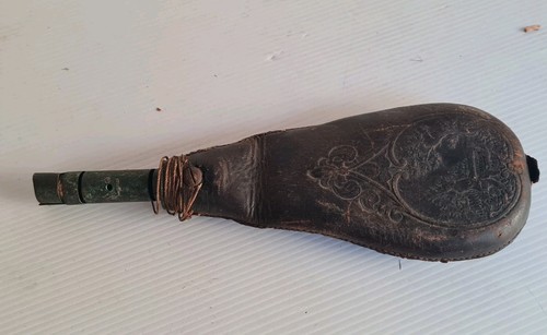 Antique leather gunpowder - antique,