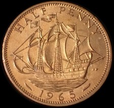 UK Half Penny 1965 Elizabeth