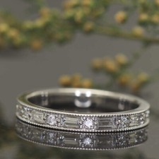 1 ct Baguette Cut Diamond Eternity Wedding Ring Band 14k White Gold Finish