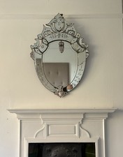 Early 20th Century Venetian Mirror 98cm tall circa 1930s, Foxed Bevelled Plate