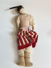 Early French / German Antique Silk Faced Sawdust Filled Cloth / Rag Doll 17”