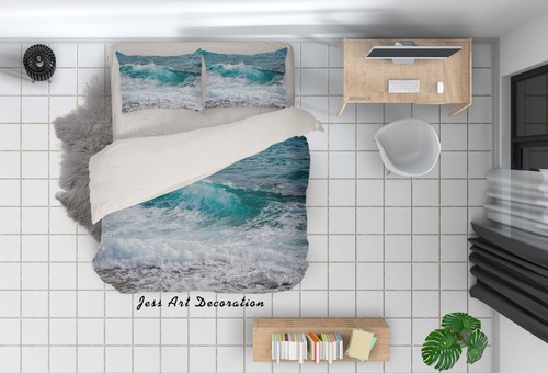 Seaside waves quilt cover - seaside,