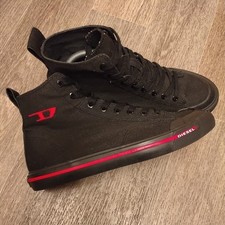 DIESEL S-Athos Mid Mens Hi Top Black Trainers Size UK 9