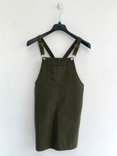 TU Dress Denim Mini Dungaree Khaki Green UK 8 - NEW