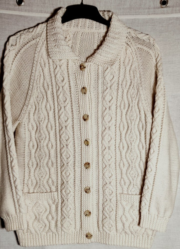 Ladies hand knit cream aran