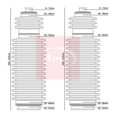 Steering bellow kit - steering, front