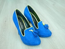 Jennifer & Jennifer Ladies Heeled Shoes Electric Blue Suede Size 4 / 37