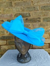 turquoise large fascinator wedding hat  Kentucky Derby Royal Ascot bow