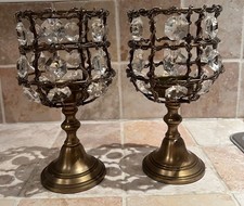 PAIR -  Indian Brass & Crystal